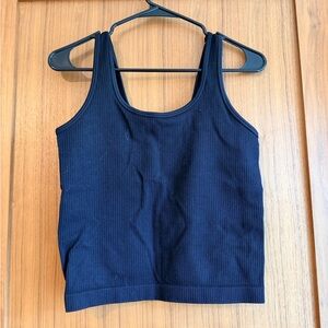 a new day Black Ribbed Tank Cropped Camisole